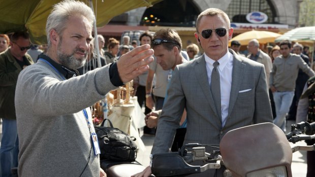 Quit ... Director Sam Mendes on the set of Bond film <i>Skyfall</i> with Daniel Craig.