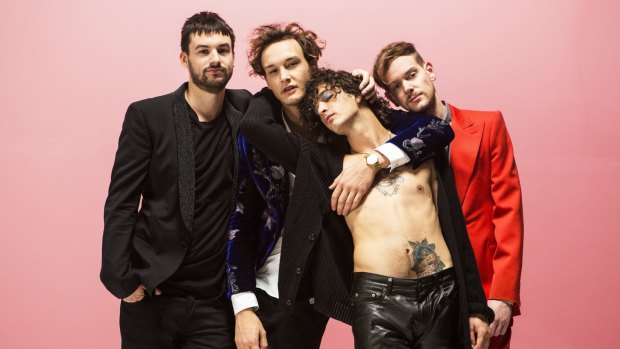 The 1975 with lead singer Matthew Healy second from right.