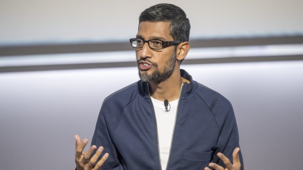 Google CEO Sundar Pichai speaks at this week's Made by Google event.