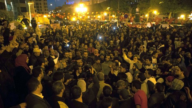 Unity: Tunisians gather to show solidarity with the victims of the attack at a museum in Tunis.