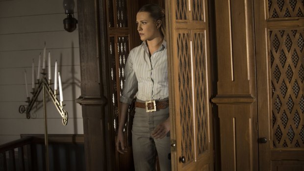 Dolores (Evan Rachel Wood) in her confession box that actually led to the secret bunker where Bernard murdered Theresa Cullen.
