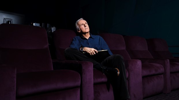 James Cameron in the screening room in his LA studios, where he views the "dailies" from the Avatar sequel.