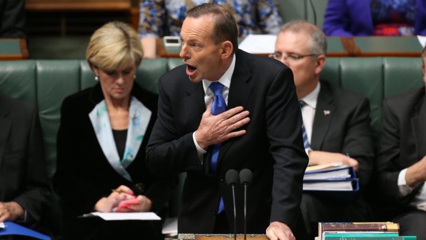 Prime Minister Tony Abbott during question time on August 18.