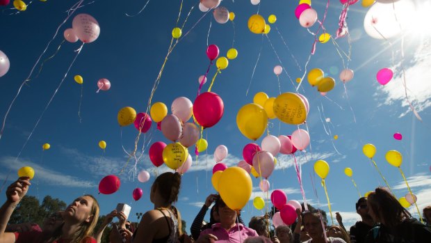 Hundreds of balloons were released in a vigil for Sanaya Sahib a fortnight ago.