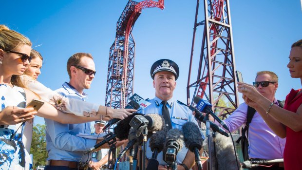 Queensland police Assistant Commissioner Brian Codd speaks to media at Dreamworld.