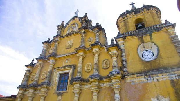 The imposing facade of Leon's cathedral.