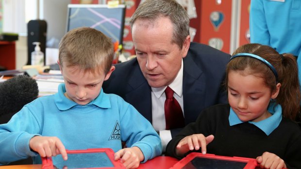 Opposition Leader Bill Shorten during his visit to Hughes Primary School in Canberra  earlier this year.