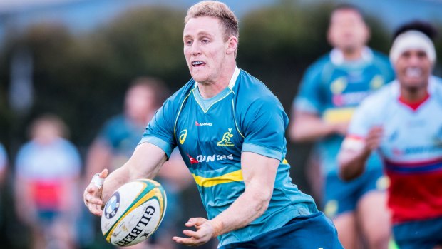 Reece Hodge, at training on Wednesday, wants to nail down a role at centre for the Wallabies.