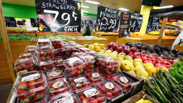 Stawberries selling for 79 cents in the Melbourne suburb of Brunswick on Monday. 