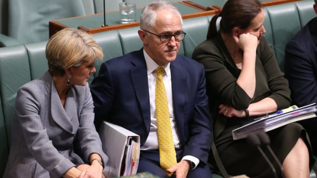 Prime Minister Malcolm Turnbull and his frontbench during question time on Tuesday.