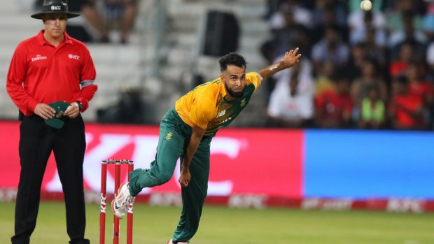 Imran Tahir bowls during the T20 international at Durban. Aaron Finch was of the opinion that Australia's batsmen should have been smarter when playing the spinner. 