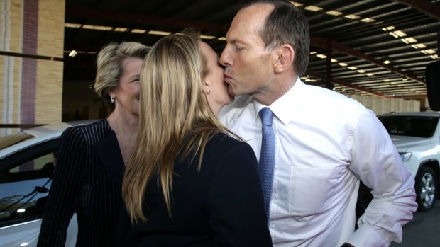 Fiona Scott greets Tony Abbott during the 2013 campaign.