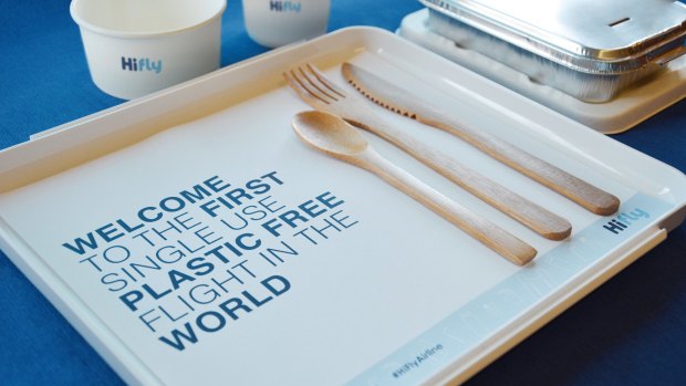 In December, the world's first single-use plastic-free flights flew across the Atlantic between Lisbon and Natal in Brazil.