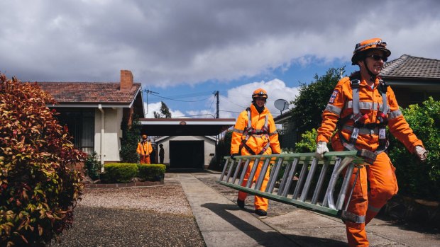ACT SES at a home in Downer after repairing a leaking roof on Thursday.
