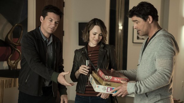 Ready for a night in: (left to right) Jason Bateman, McAdams and Kyle Chandler in Game Night.