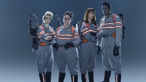 The new <i>Ghostbusters</i>: (from left) Kate McKinnon, Melissa McCarthy, Kristen Wiig and Leslie Jones.