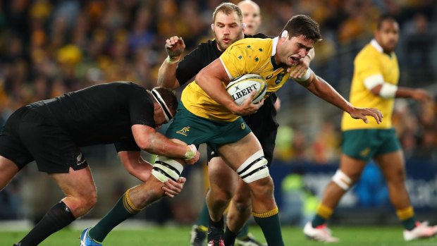 Rob Simmons in action in the Wallabies' 42-8 loss to the All Blacks.