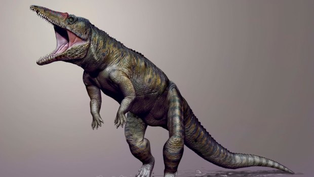 An artist's impression of Carnufex carolensis, a newly-discovered crocodilian ancestor.
