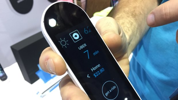 Sevenhugs' touchscreen Smart Remote, on show at CES 2017 in Las Vegas.