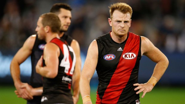 A dejected Brendon Goddard's Bombers are in the race for the wooden spoon.