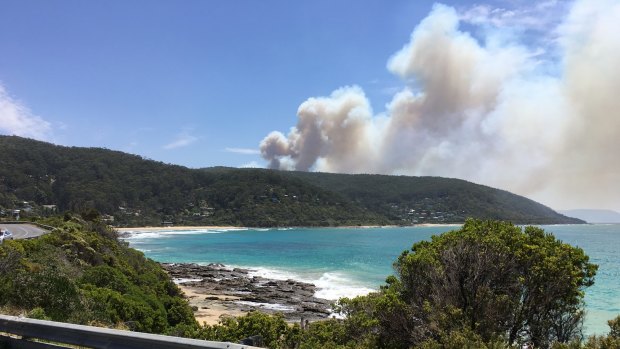 Smoke over the Great Ocean Road on Friday.