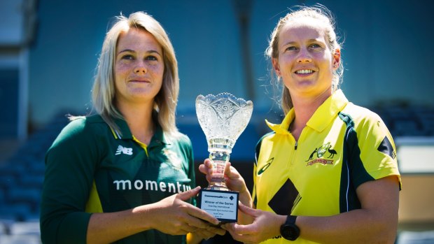 The series trophy now belongs to Australia and Meg Lanning (right).