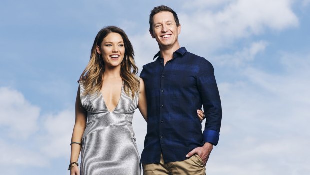 Former 2DAY FM breakfast team Sam Frost and  Rove McManus. 