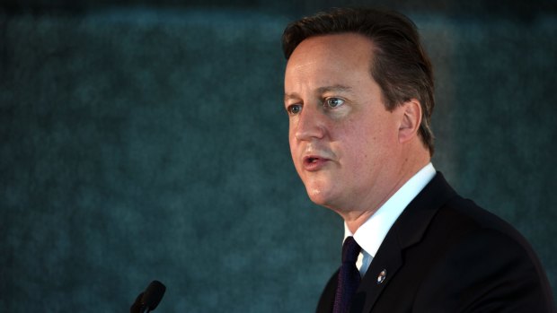 British Prime Minister David Cameron addressing the Australian Parliament.
