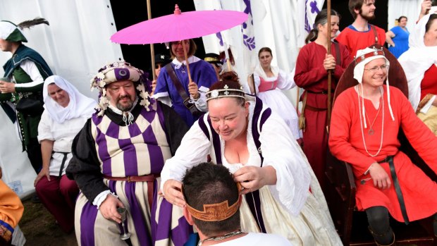 History buffs at the Rowany Festival, Australia's largest gathering of pre-17th century "recreationists", near Mittagong.