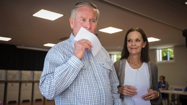 Western Australian Premier Colin Barnett and wife Lyn cast their votes.