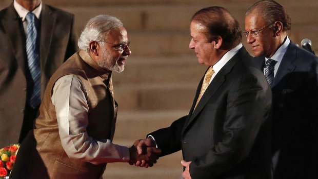 Pakistani Prime Minister Nawaz Sharif with his counterpart in India, Narendra Modi (left), in Delhi last year. 