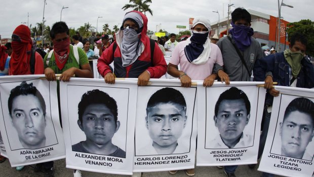 Activists protesting the disappearance of 43 Mexican college students in 2014.