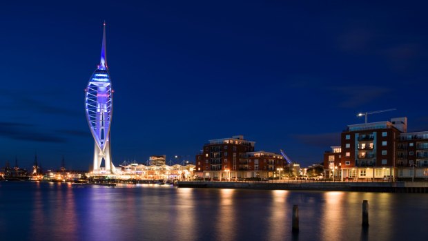 Spinnaker Tower at Portsmouth by night.