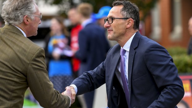 Greens leader Richard Di Natale in Higgins on Tuesday.