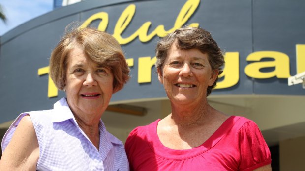 Lorraine Murphy (right), the social chair at the Terrigal bowls club, and club president Dianne Fernance who are concerned about pollution in the local lagoon. 