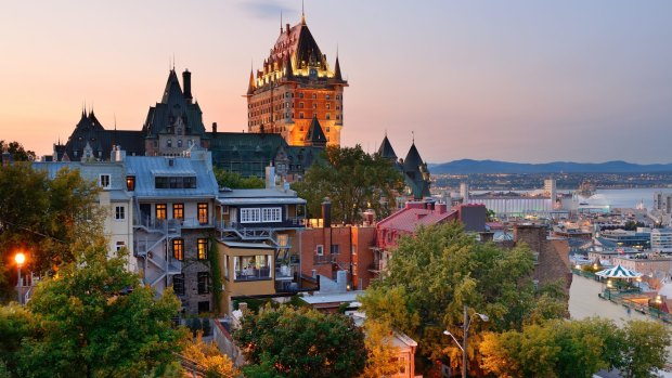 Quebec City skyline with Chateau Frontenac.