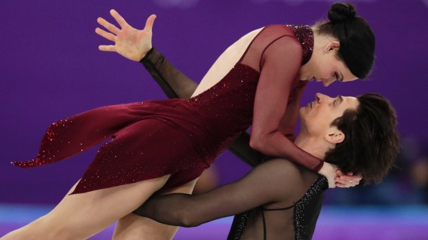 Tessa Virtue and Scott Moir of Canada in a sensual performance during the free dance figure skating final in the Gangneung Ice Arena at the 2018 Winter Olympics.