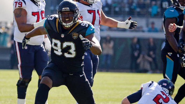 Fearsome: New signing Calais Campbell has been a big part of a much-improved Jacksonville defence.