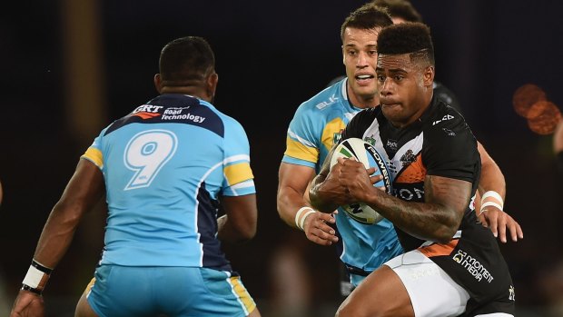 Fijian flyer: Wests Tigers winger Kevin Naiqama.