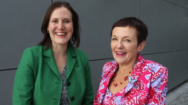 Small Business minister Kelly O'Dwyer with Kate Carnell, the new Small Business ombudsman.