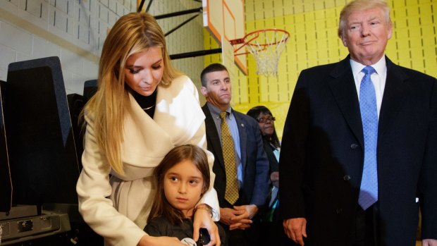 Ivanka with her daughter Arabella and father Donald.