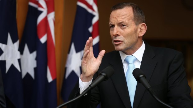 Prime Minister Tony Abbott addresses the media during a joint press conference at Parliament House. 