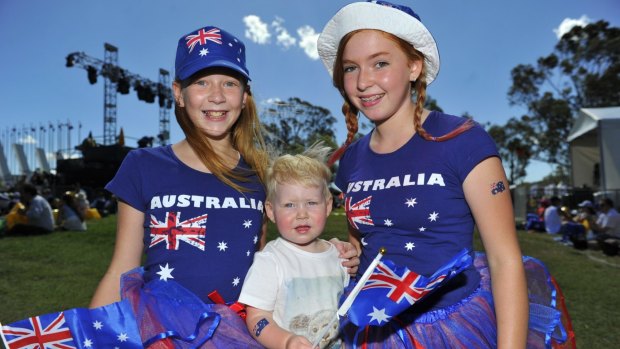 Tiana Jitts, Blair Mackenzie and Kailey Jitts at the Australia Day concert at Parliament House last year.