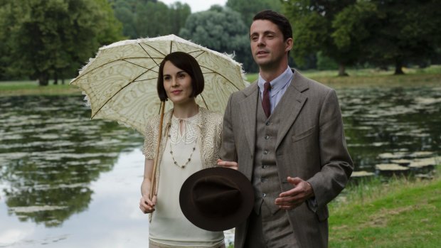 Dockery as Lady Mary with new husband Henry Talbot (Matthew Goode) in Downton's final season.