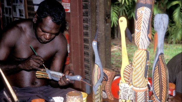 Bird carving on the Tiwi Islands.