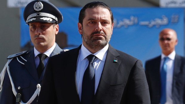 Lebanese Prime Minister Saad Hariri at a military funeral in September. On November 4 he announced his resignation, slamming Lebanon's Hezbollah group and warning that "Iran's arms in the region will be cut off". 