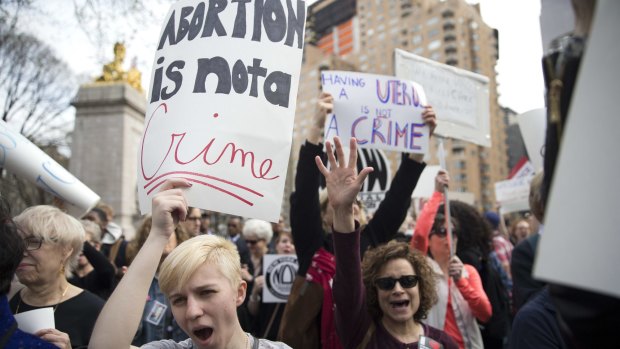 Women rally in New York in March to support abortion.