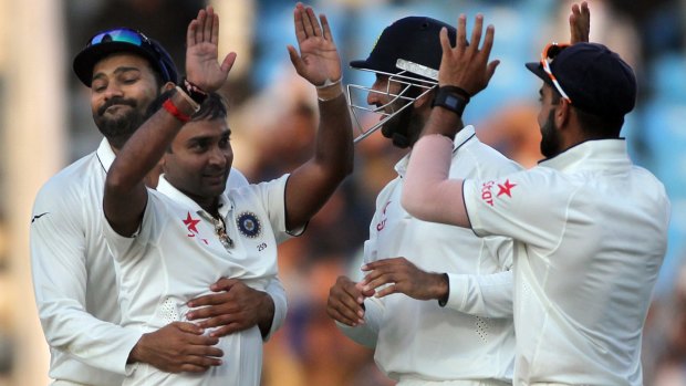 Indian leg-spinner Amit Mishra (second from left), seen celebrating after taking a wicket during the third Test in Nagpur, says South Africa's batsmen will have to improve their technique against spin to avoid another defeat in Delhi.