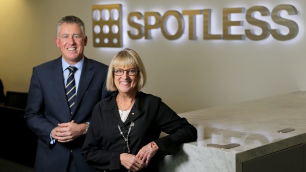 Spotless CEO Martin Sheppard and chairman Margaret Jackson.