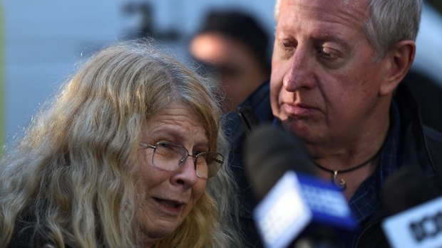 Faye and Mark Leveson at the scene where their son's remains were found.